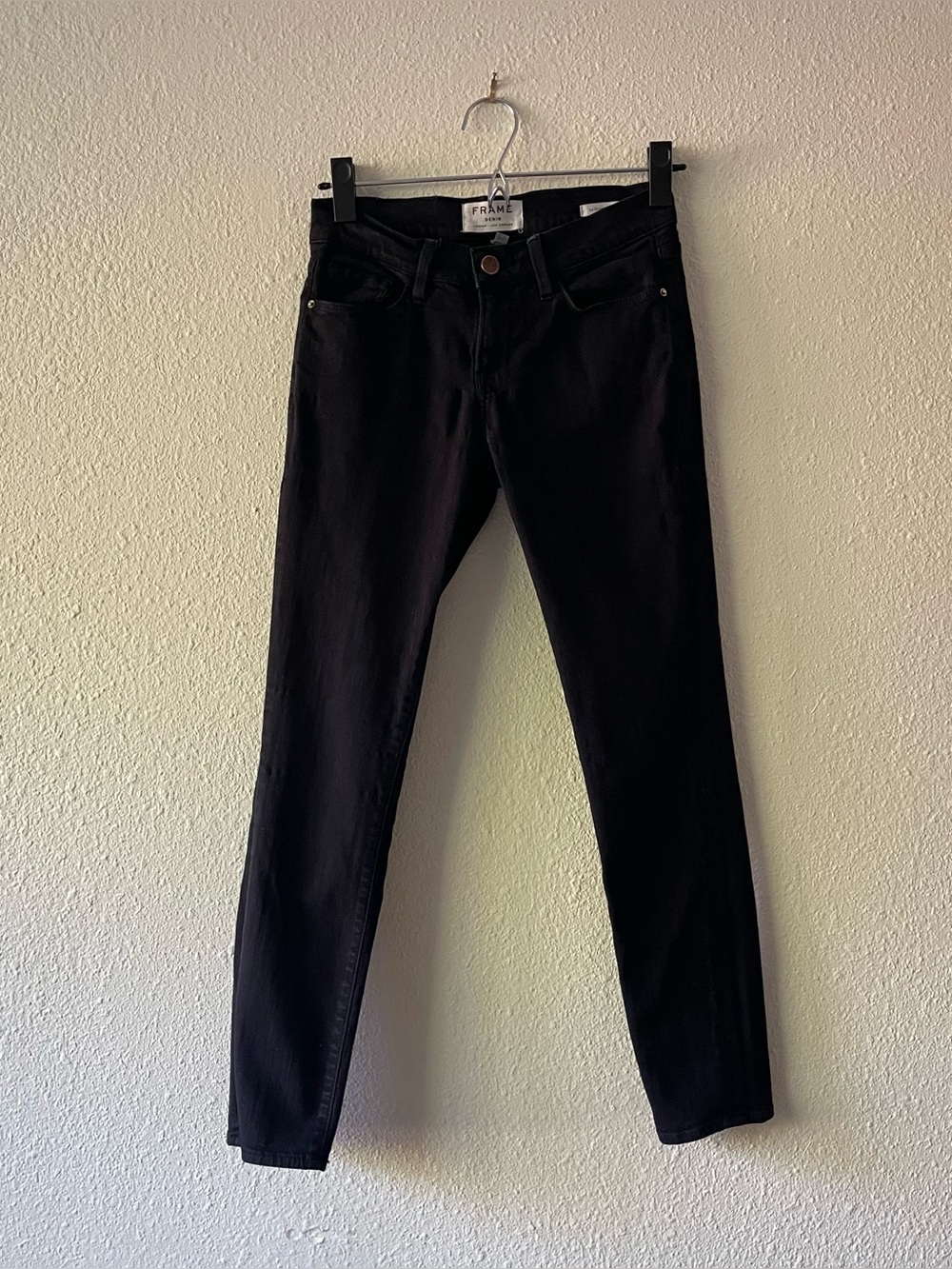 FRAME Le Skinny de Jeanne Crop Jeans Womens 24 Black Stretch Skinny Denim